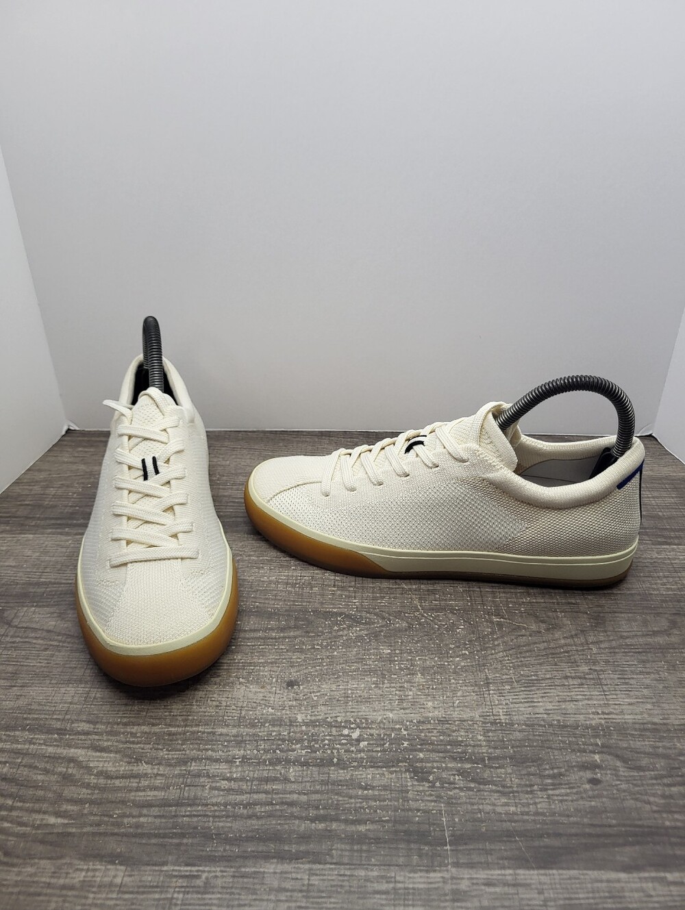Rothy's The Lace Up Sneakers Women's Size 8.5 Cream Beige Knit Shoes